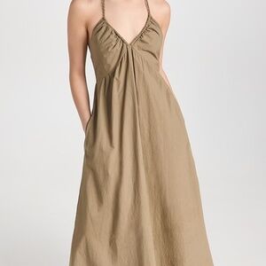 XiRENA Maggie Dress Thyme Green Tan XS 100% Cotton